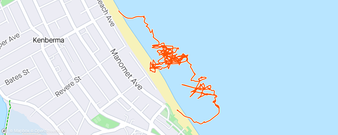 Map of the activity, Afternoon surf