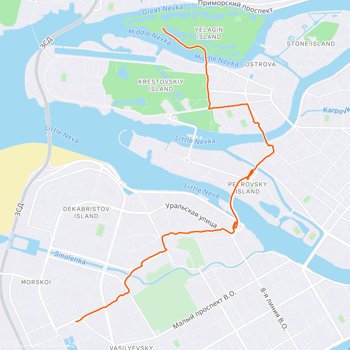 Map of the activity, Morning Run h-5v