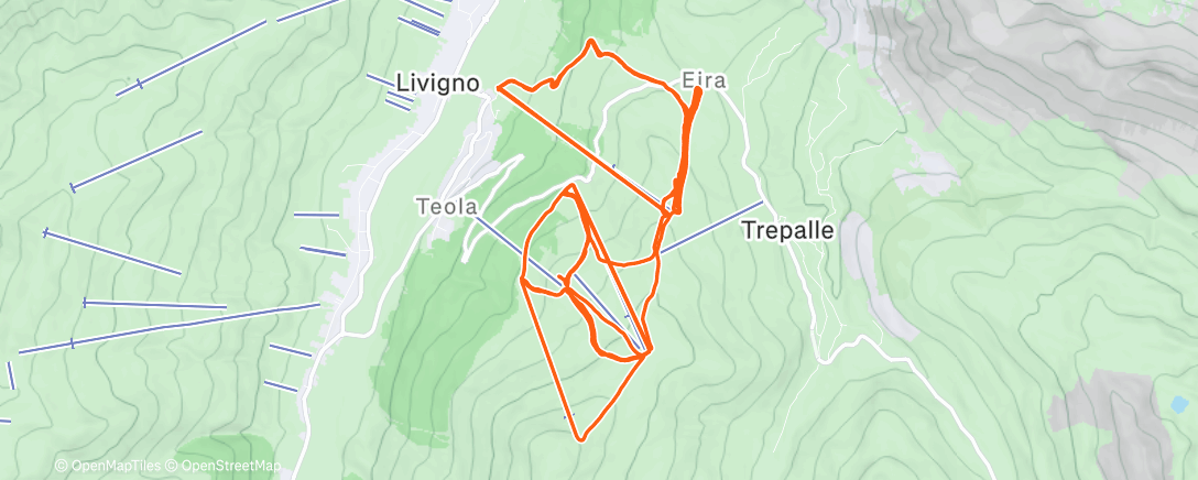 Map of the activity, Livigno ski day 1