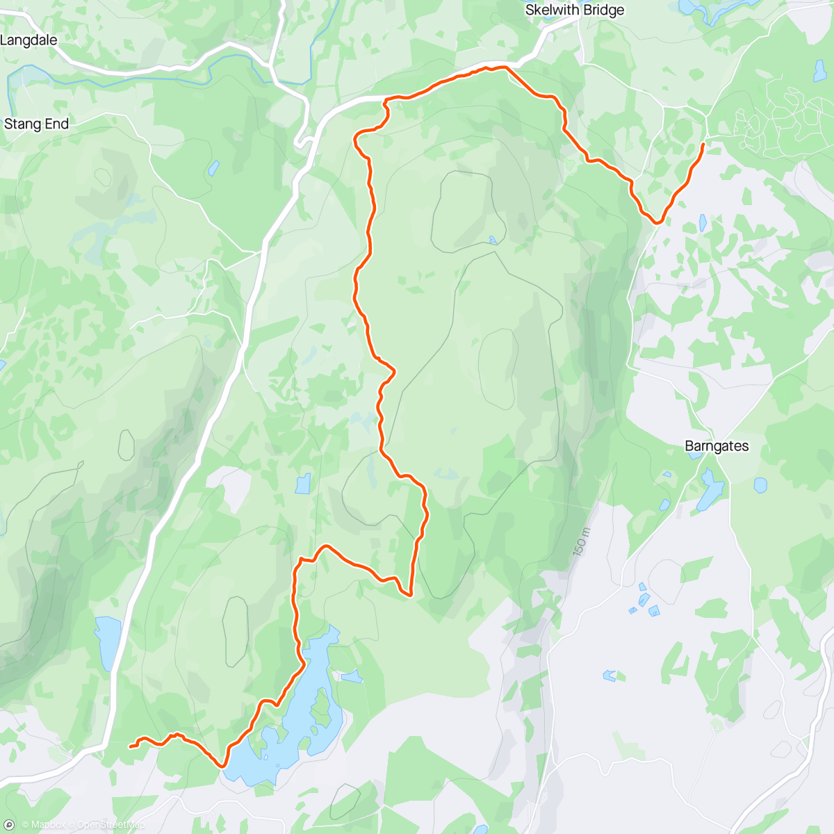 Map of the activity, Tom Heights, Tom Gill Falls to Skelwith
