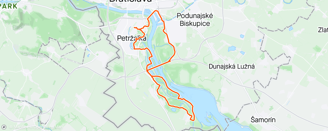 Map of the activity, PristavnyMost spalovna LuznyMost Cunovo Rusovce Zemnik drazdiaky lesik