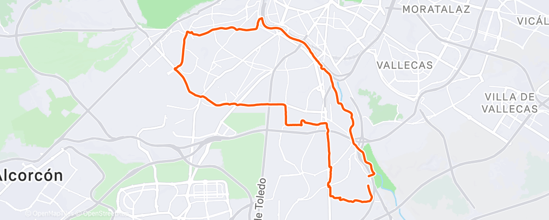 Карта физической активности (E Night Run - Madrid Rio / San Isidro / Aluche / Carabanchel / Orcasitas / Villaverde)