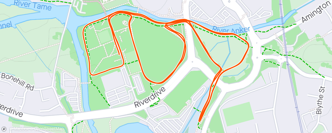 Map of the activity, Tamworth Park Run