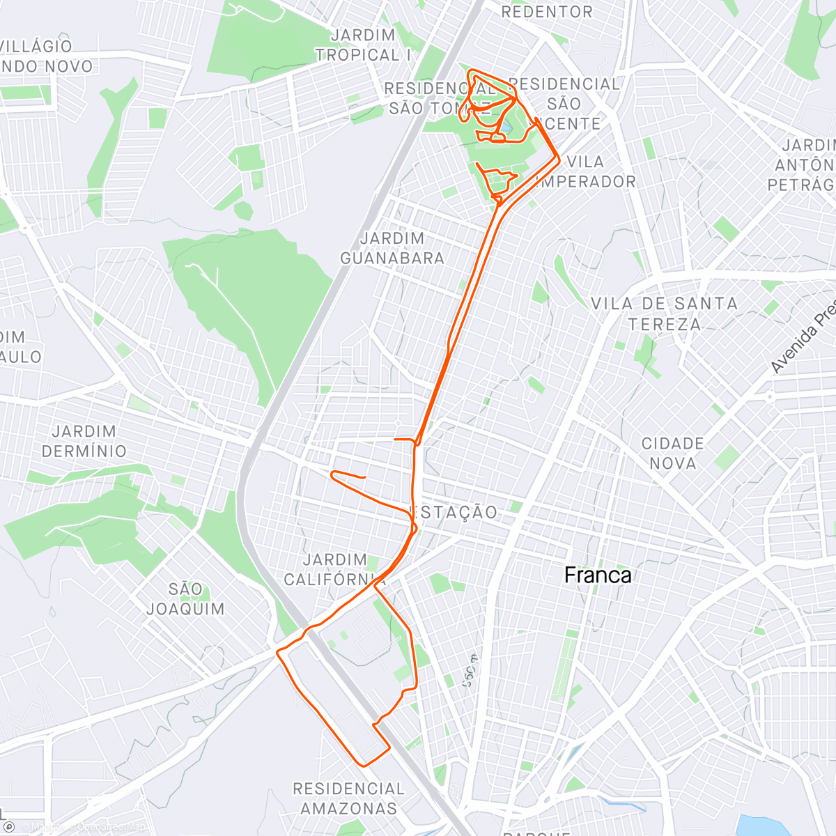 Map of the activity, Single track