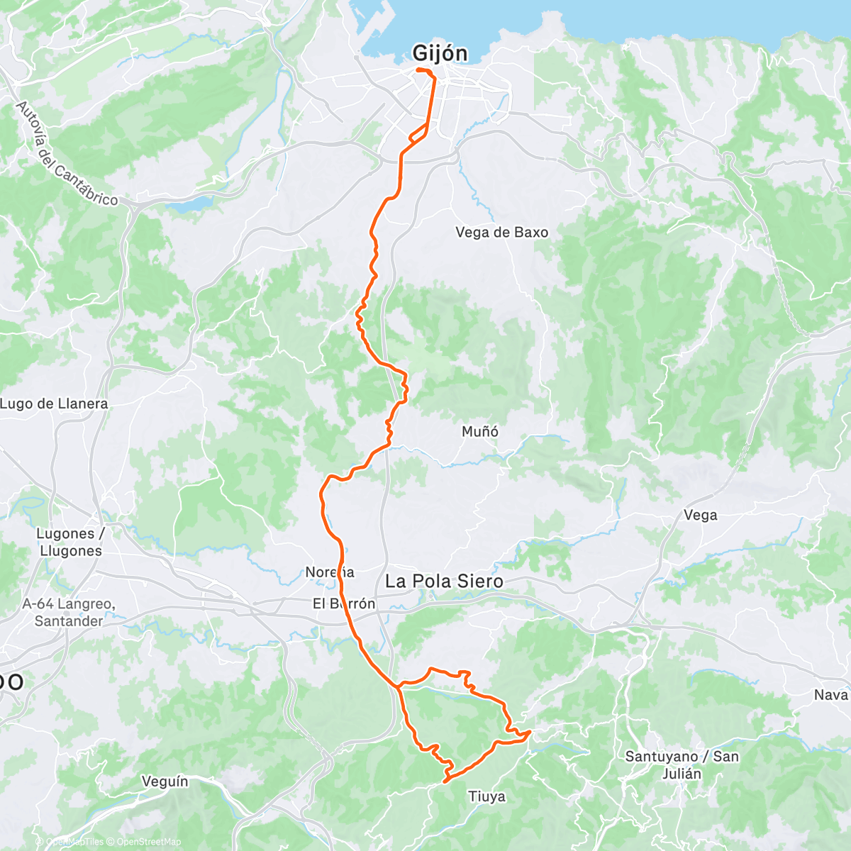 Map of the activity, Gargantada Carbayin y Valdesoto