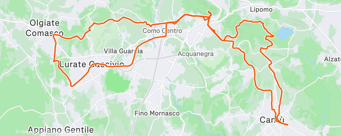 Map of the activity, Pedalata mattutina