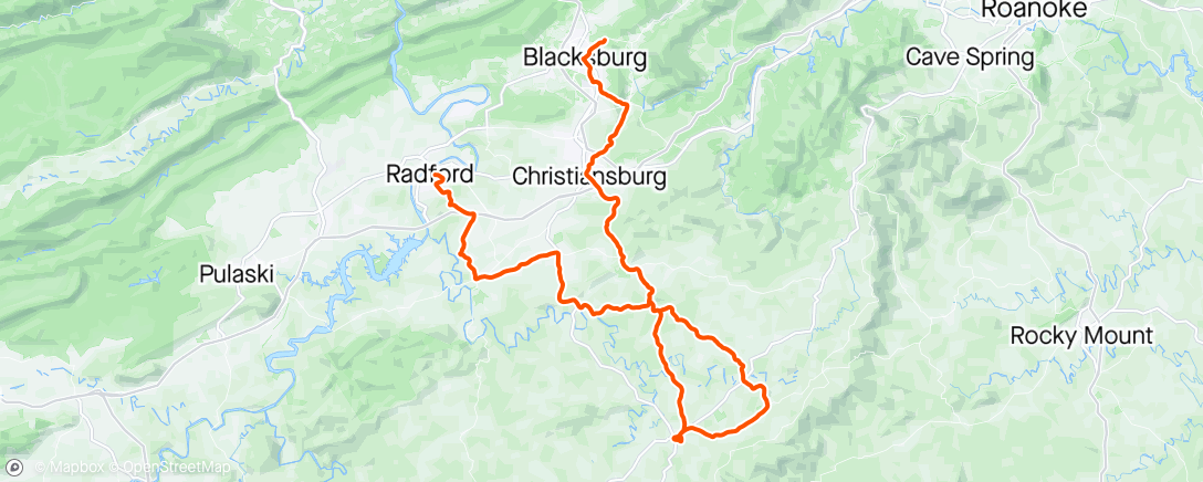 Карта физической активности (To Floyd with the Blacksburg crew and then to Radford)