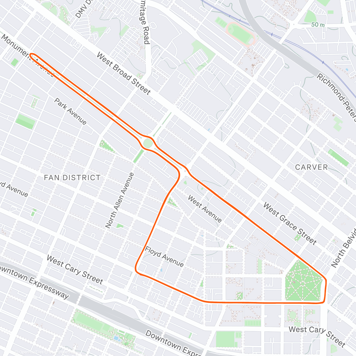 Map of the activity, Zwift - The Fan Flats in Richmond