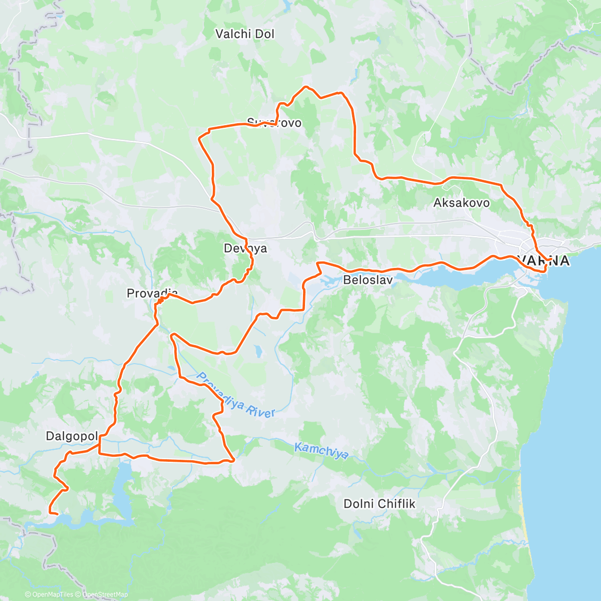 Map of the activity, Бревет "Алекси Николов 200"