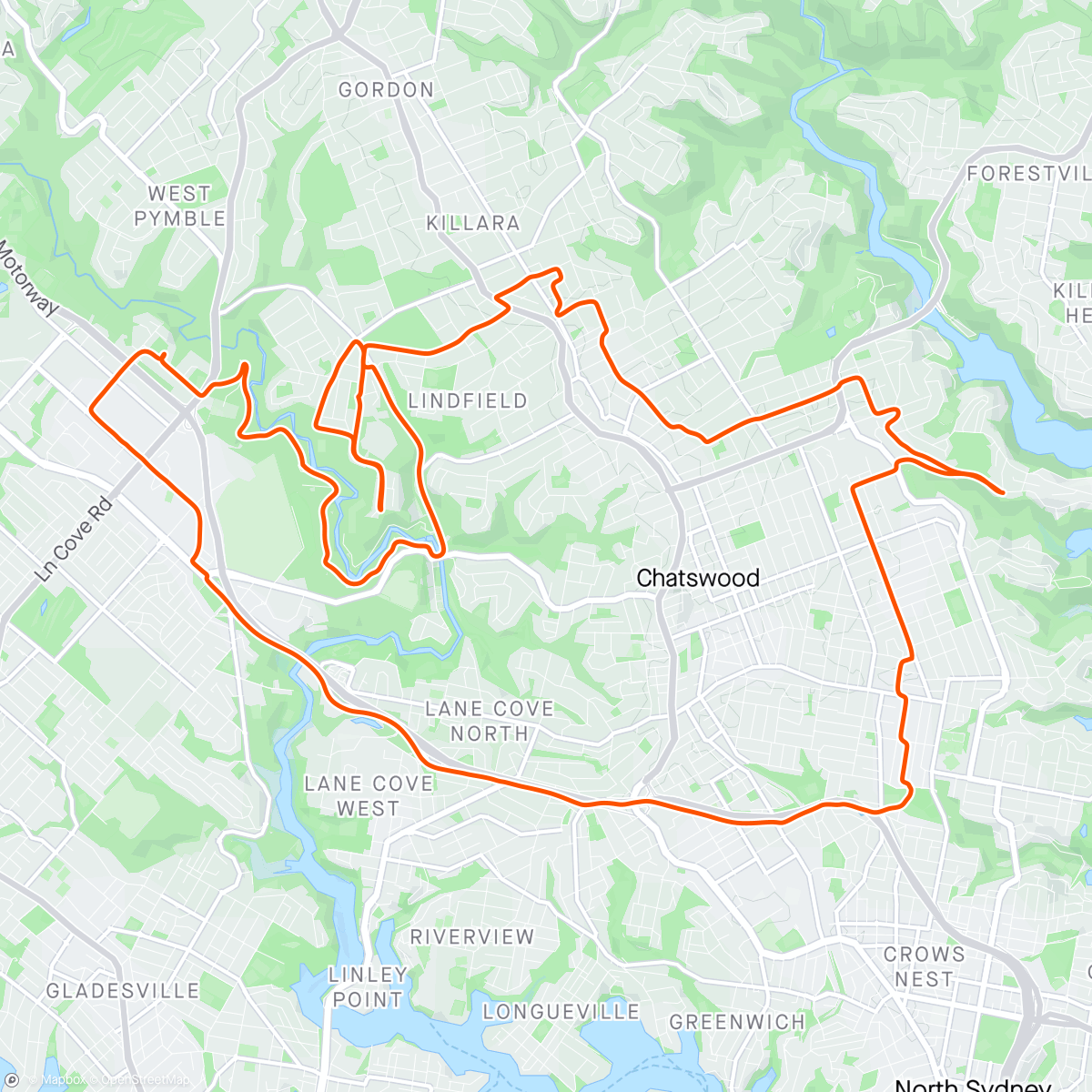 Map of the activity, Road Bike needs a new Saddle (Macquarie Park)