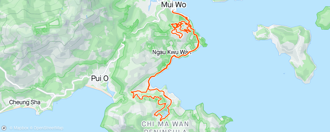Map of the activity, Saturday mtb Lantau
