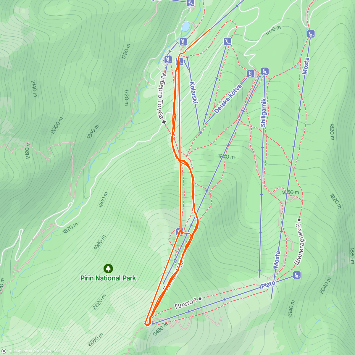Map of the activity, Last day skiing of the season