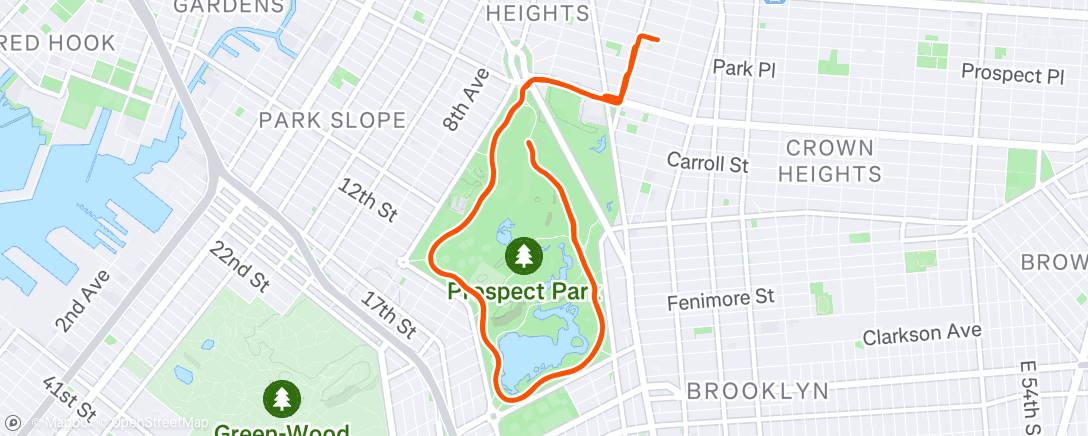 Map of the activity, Afternoon Run