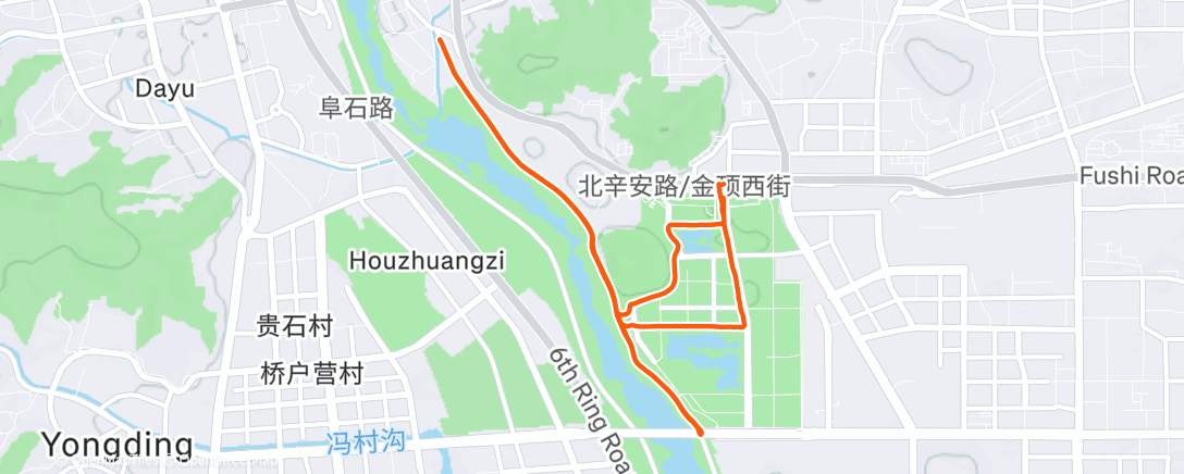 Map of the activity, 晨间跑步