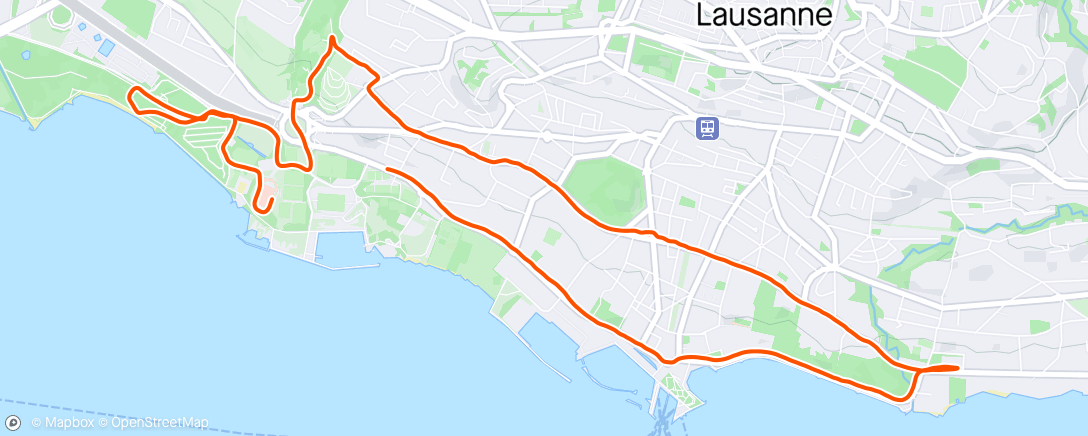 Map of the activity, 10 km Lausanne - 37’15 🌧️
