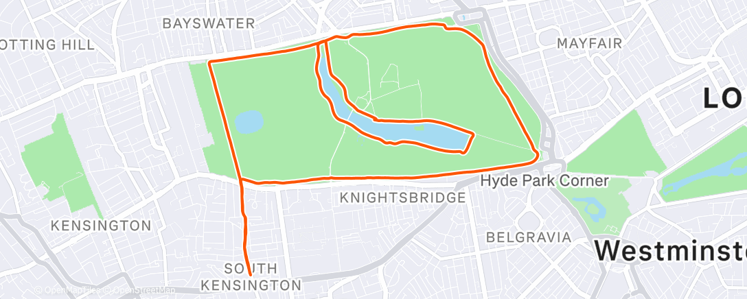 Map of the activity, Hyde park run 🇬🇧