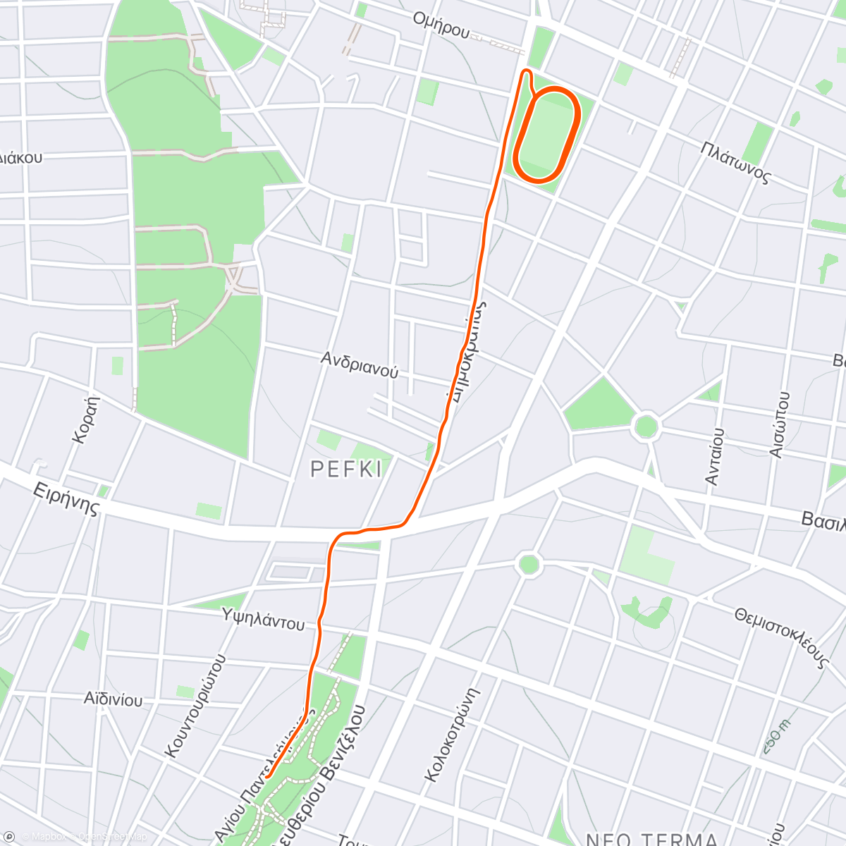 Map of the activity, Recovery run