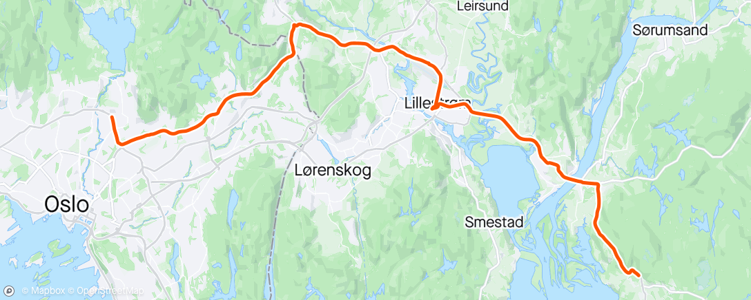 Map of the activity, Sykkeltur