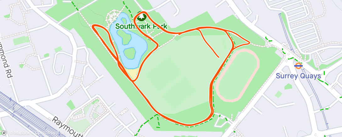 Map of the activity, Southwark parkrun, first ever London based parkrun!