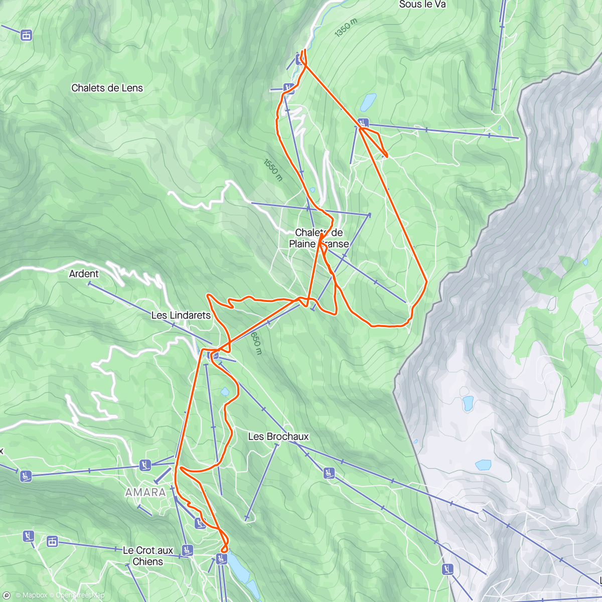 Map of the activity, Ski alpin le midi