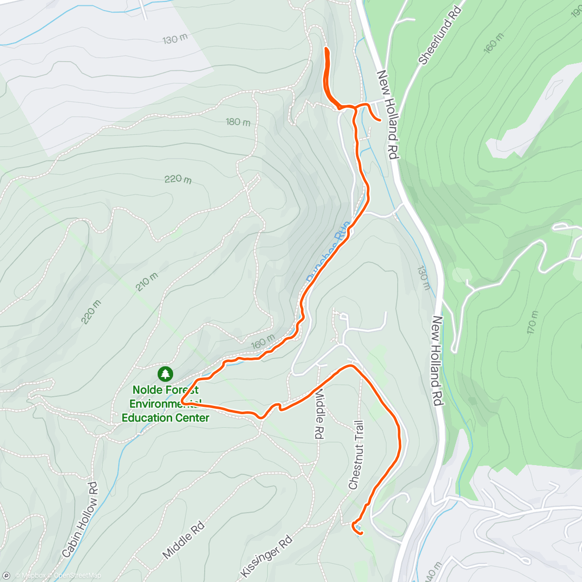 Mapa da atividade, Nolde run/hike