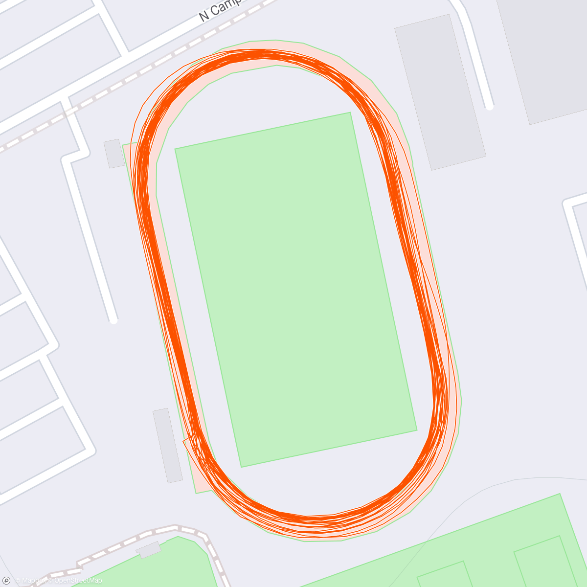 Map of the activity, 4x800, 4x400