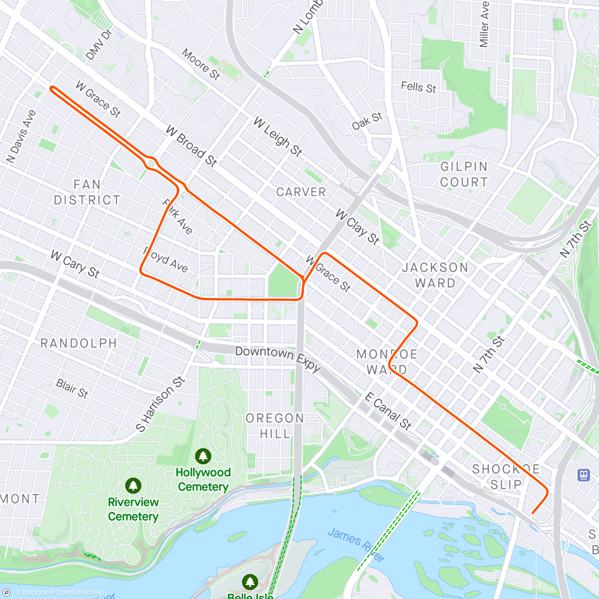 Map of the activity, Zwift - 05. Endurance Ascent [Lite] in Richmond