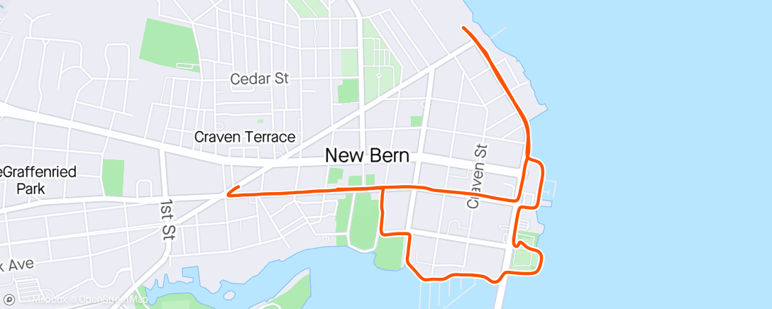 Карта физической активности (Morning Run around New Bern NC)