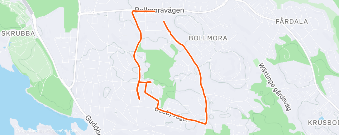 Map of the activity, Afternoon Run