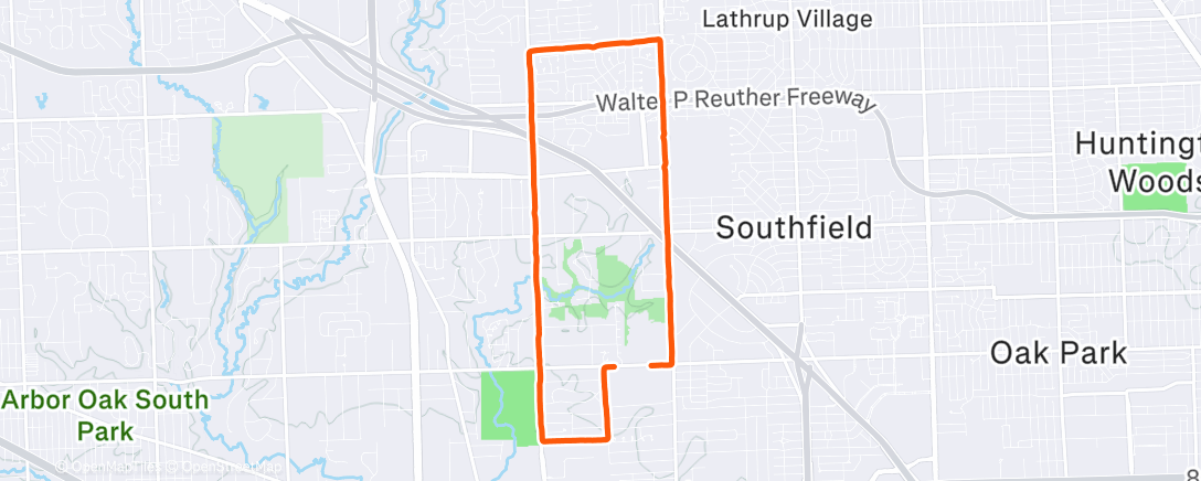 Map of the activity, Afternoon Run