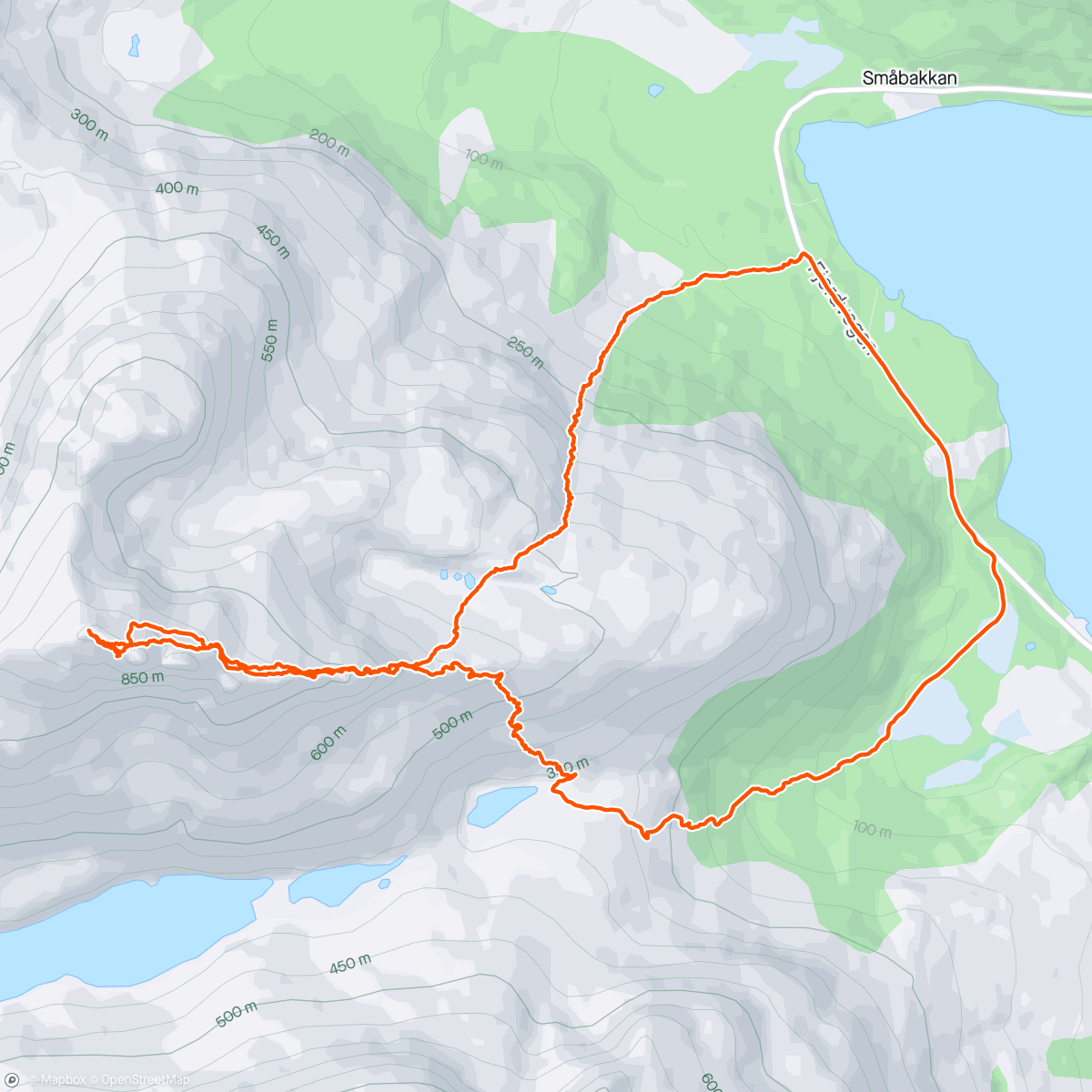 Map of the activity, Orvasstinden 980 - alternativ rute opp