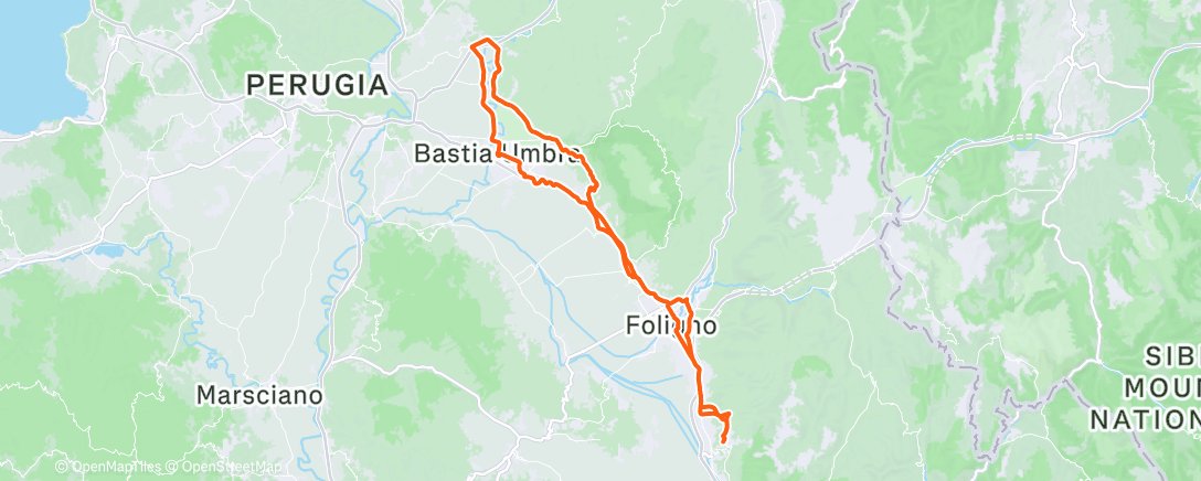 Map of the activity, Pedalata mattutina