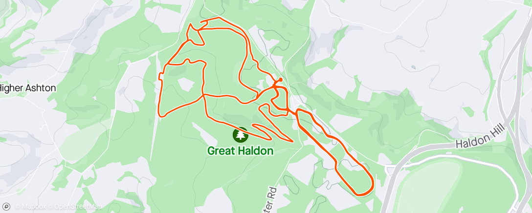 Map of the activity, 2 HOUR HALDON GRAVEL RIDE WITH BEX