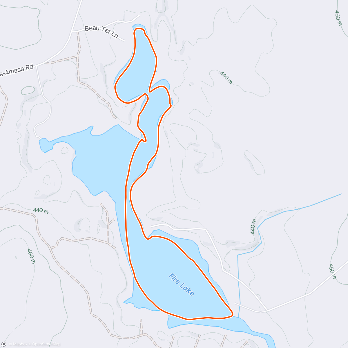 Map of the activity, Rainy evening kayak