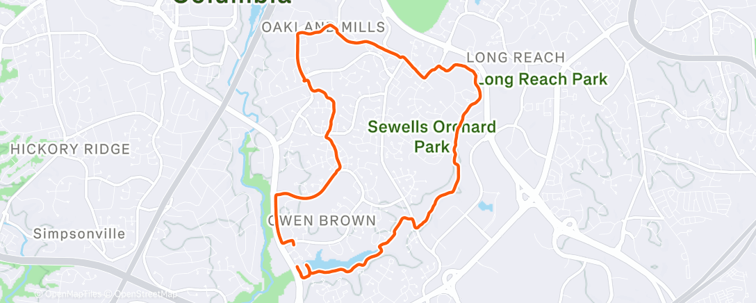 Map of the activity, Afternoon Run