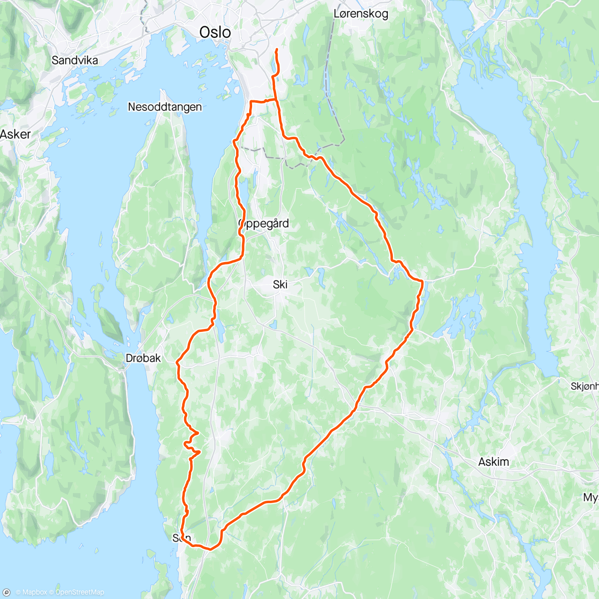 Map of the activity, Nydelig Son tur m Olav, Edvin & BSG