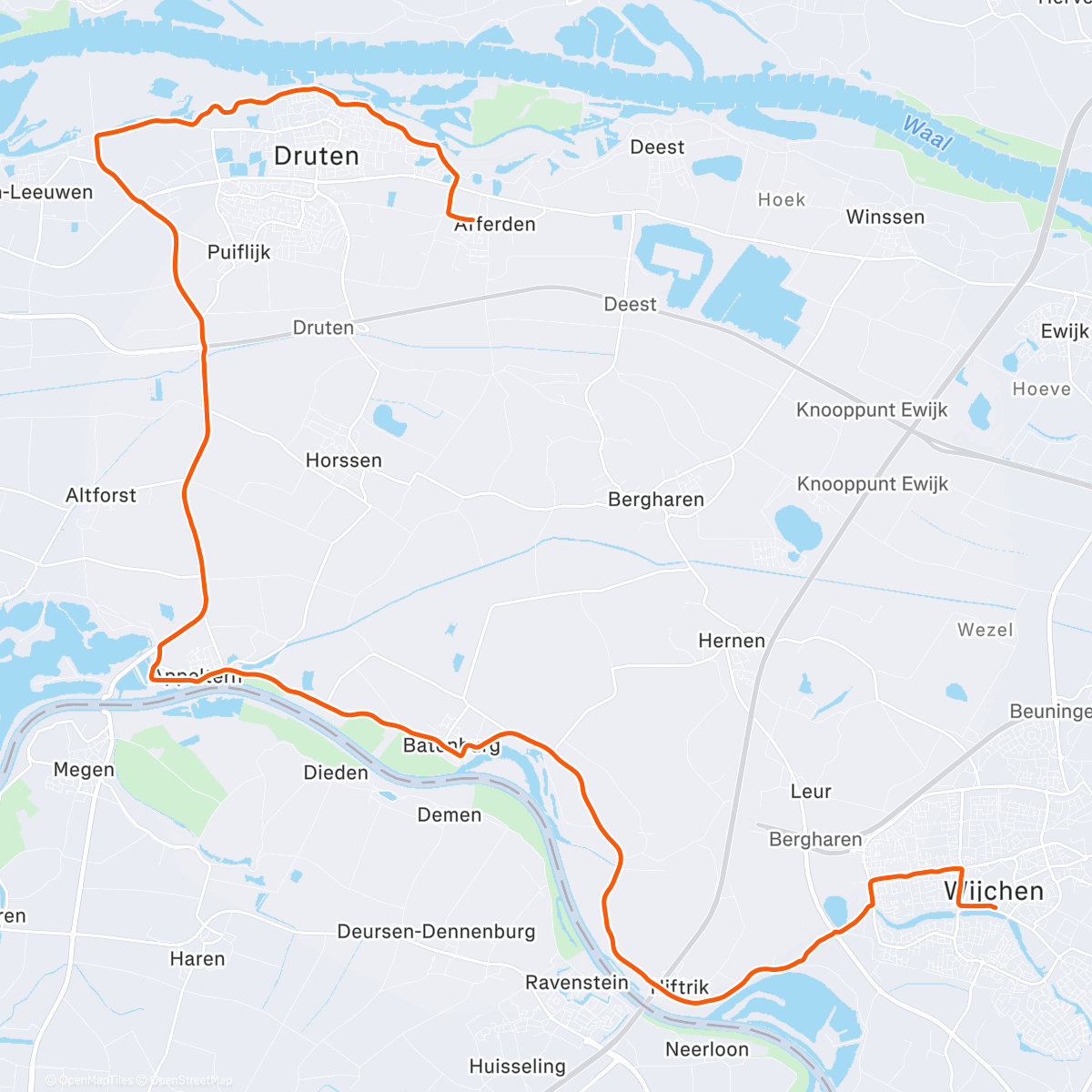 Map of the activity, Tuesday Afternoon Commute