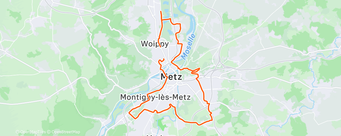 Map of the activity, Sortie vélo le midi