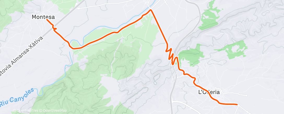 Map of the activity, Bicicleta a la hora del almuerzo