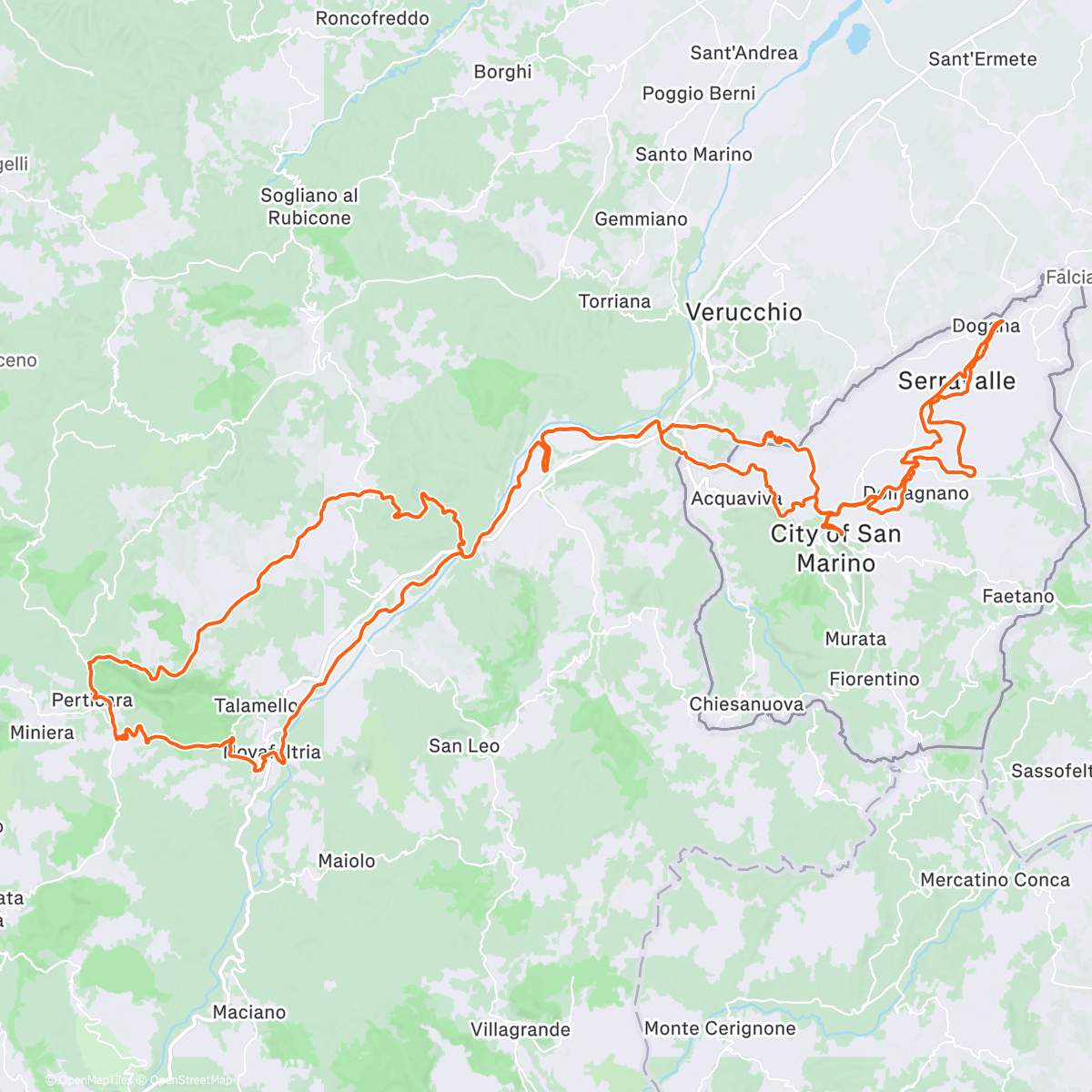 Map of the activity, Cycling