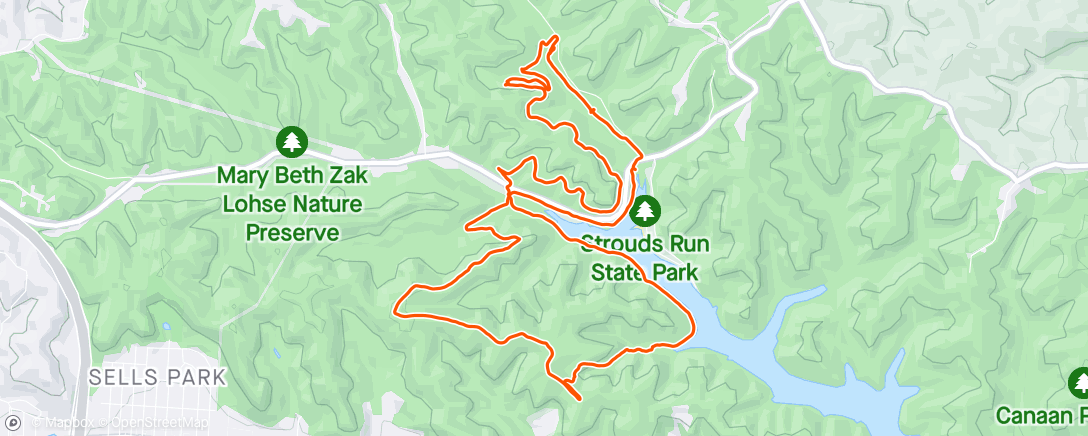 Map of the activity, MTB: Strouds Run (Finger Rock - Forgotten Ridge - Twin Falls - Hickory - Thundebunny) with Bailey