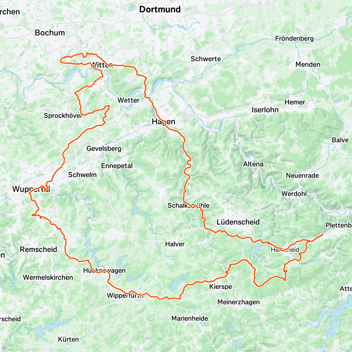 Map of the activity, RR - Zur Nordhelle hoch