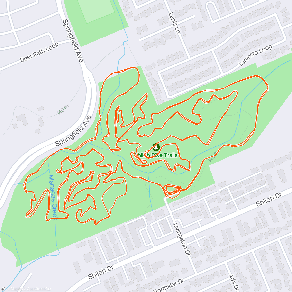 Map of the activity, Shiloh Morning Ride