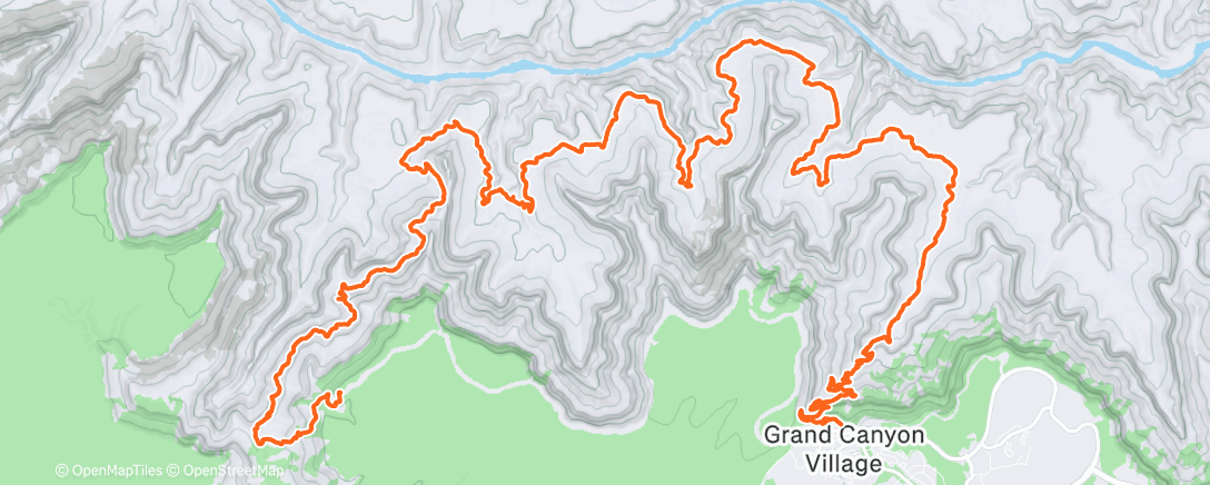 Map of the activity, Hermit Tonto and up Bright Angel