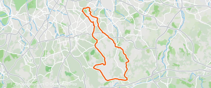 Route map for KESTON (CAFE AT END) – ST GERMAIN CAFE – G1/2 32MI 1900FT G3 29MI 1400FT