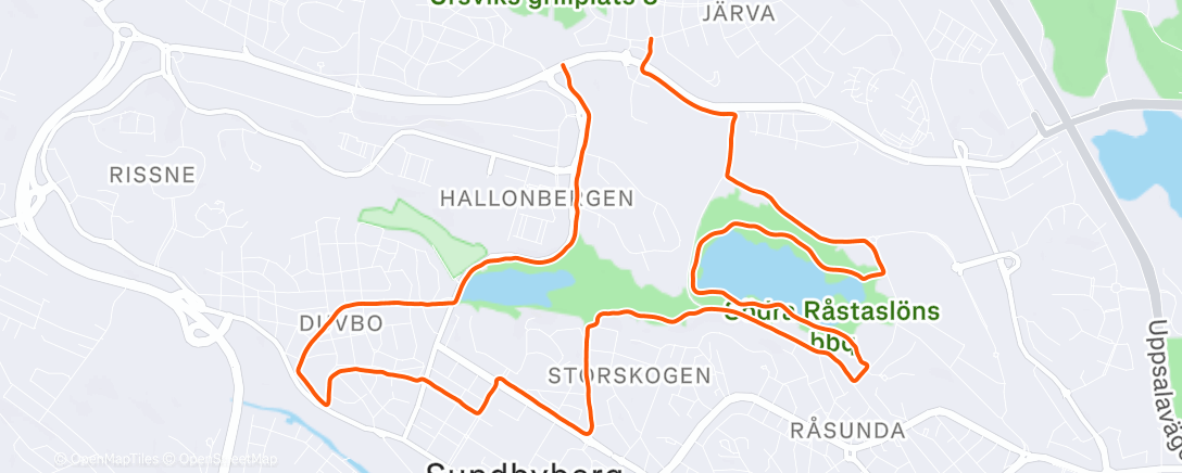 Map of the activity, Afternoon Run