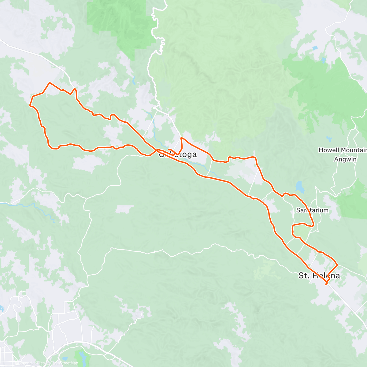 Map of the activity, Ride Napa Valley group ride. What a blast!