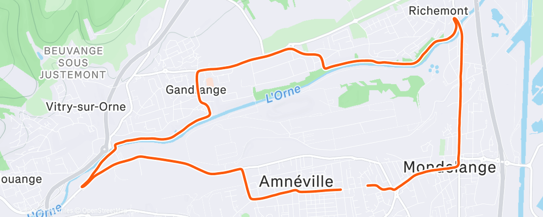 Map of the activity, Afternoon Run