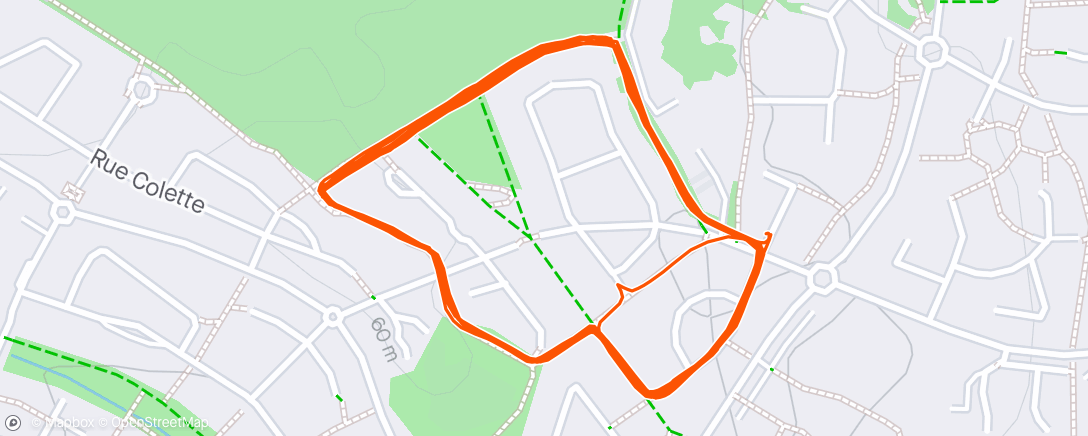 Map of the activity, Course à pied en soirée