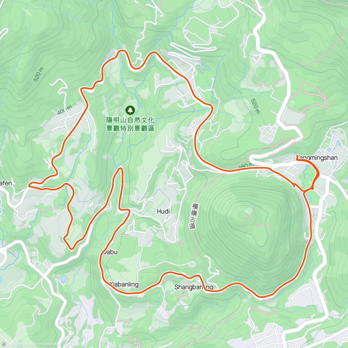 Map of the activity, sunset ride